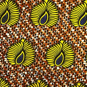 african fabrics by the yard - modern mudcloth, ankara, kitenge and kente print patterns - brown and yellow