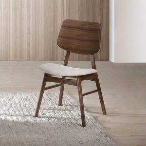 New Classic Furniture Oscar Dining Chair (Set of Four), 100% Polyester Natural Beige Fabric, Walnut Brown Finish