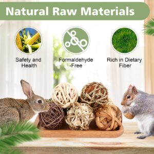 VESPRO Bunny Chew Grass Balls, Rolling Chew Toys for Small Animals, Natural Chew Grass Toys and Bunny Treats for Rabbits, Guinea Pigs, Chinchillas, Hamsters, Mice Teeth Grinding (8 Pcs)