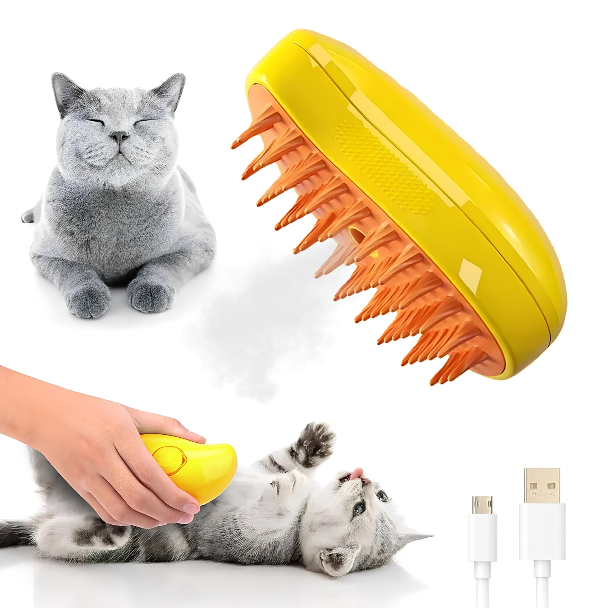 Cat Steam Brush For Shedding, Grooming Tool for Cats and Dogs with Steam Function, Massage, and Shedding Hair Removal - Ideal for Pets, Featuring Weighted Blanket Technology, Hair Brush