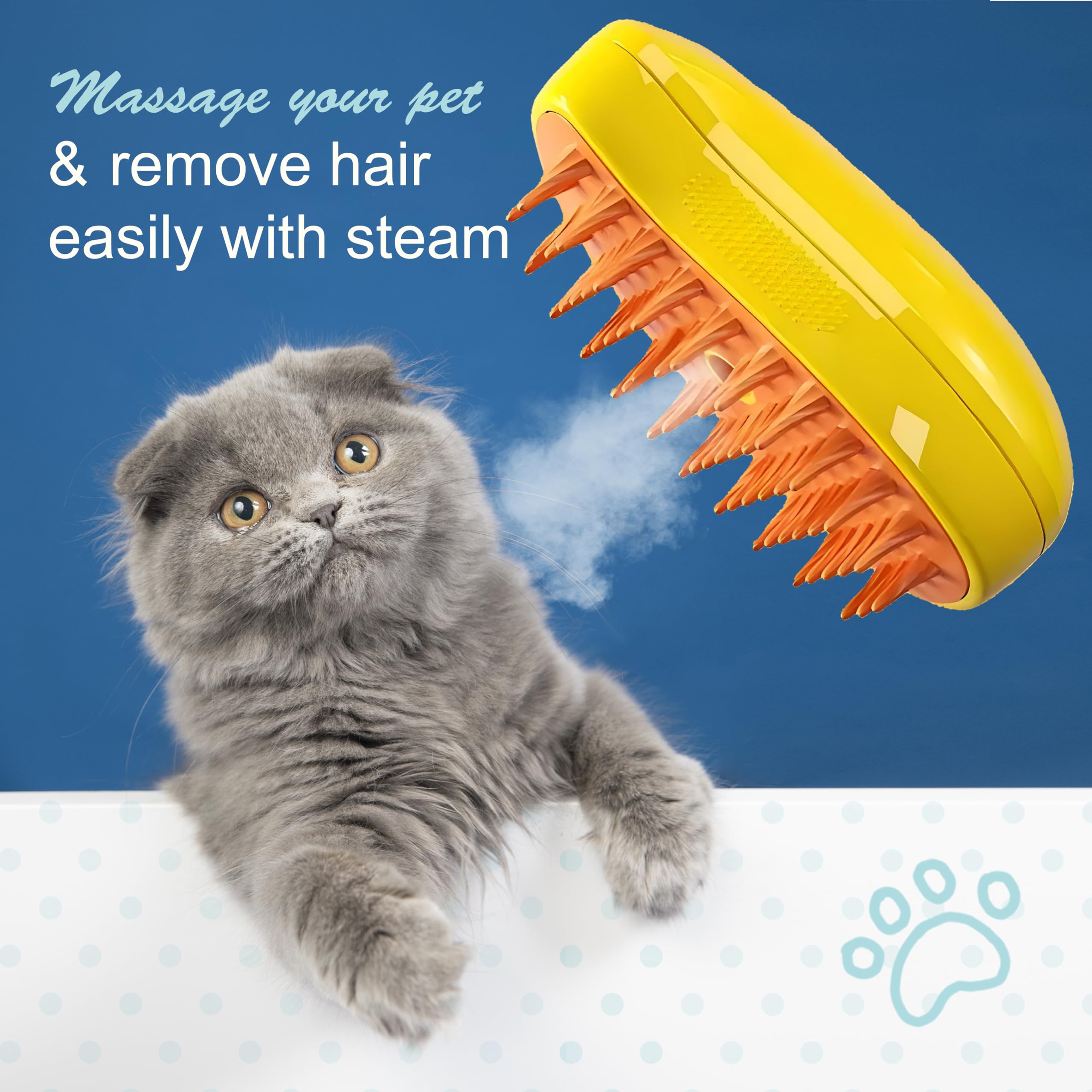 Cat Steam Brush For Shedding, Grooming Tool for Cats and Dogs with Steam Function, Massage, and Shedding Hair Removal - Ideal for Pets, Featuring Weighted Blanket Technology, Hair Brush