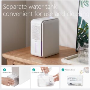 DINZAN 3 In 1 Humidifier Dehumidifier Combo With Air Filtration, Humidifiers Dehumidifier For Home Bedroom With Drain Hose Humidity and Temperature Display,5 Modes,7 Color LED Lights,Timer Set