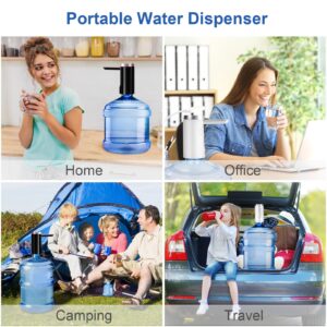 JOYHILL 5 Gallon Water Bottle Pump - Foldable Spout, Smart LED Display, Quiet Operation, Long-Lasting 1200mAh Battery, Food-Grade Material, Portable for Home, Office & Outdoor Use (Black)