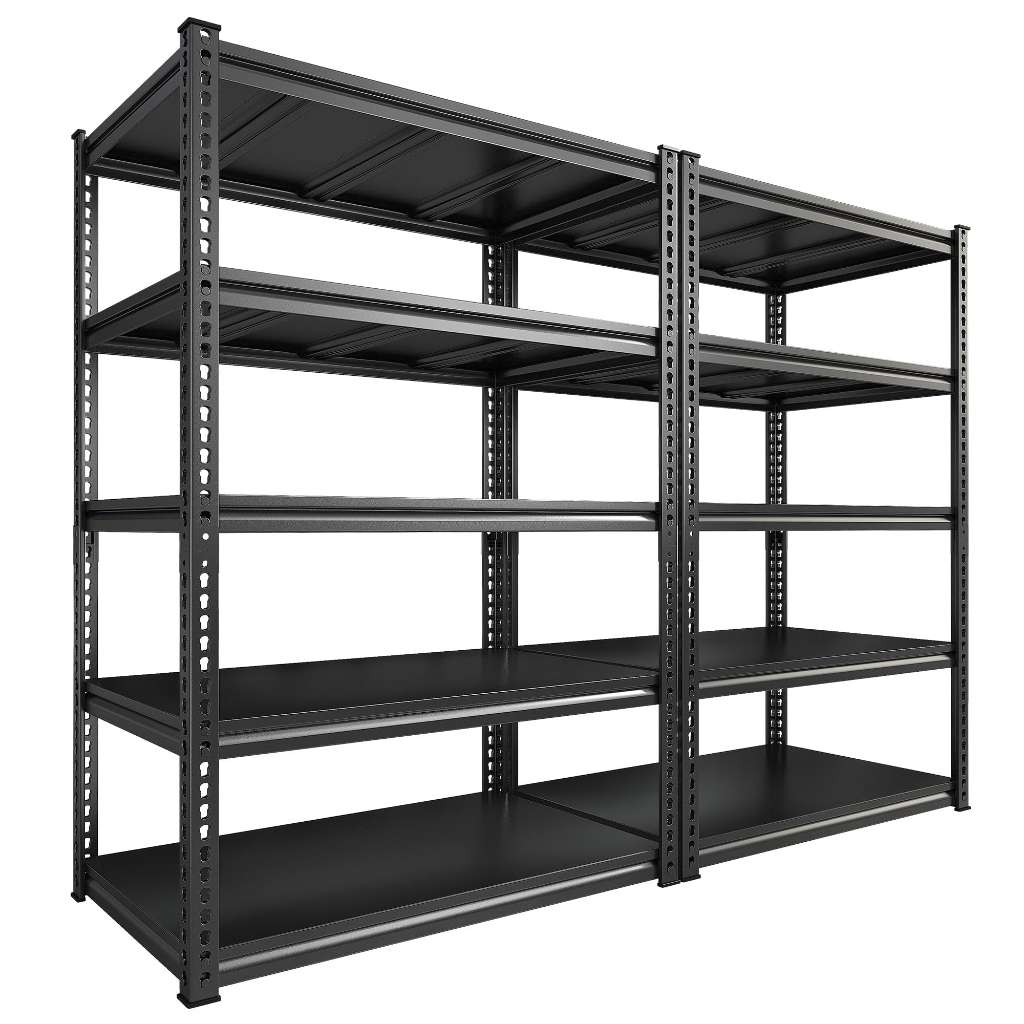 REIBII 72" H Garage Shelving Sturdy Garage Storage Shelves Heavy Duty Shelving 5-Tier Adjustable Garage Shelves Load 2500 Lbs Metal Shelves for Storage Garage Shelf 2 Pack, 72" H x36 W x18 D