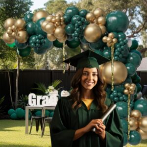 126Pcs Emerald Green and Gold Balloon Foil Tassel Green Golden Balloons Garlands Set for Elegant Baby Showers, Birthdays, Weddings Decoration Safari, Enchanted Forest Party New Year Graduation Kit