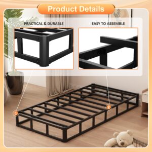 Husleephu Twin Box Spring, 9 Inch High Profile Metal Box Spring Twin Bed Base with Fabric Cover, Sturdy Mattress Foundation, Easy Assembly, Noise Free, Black