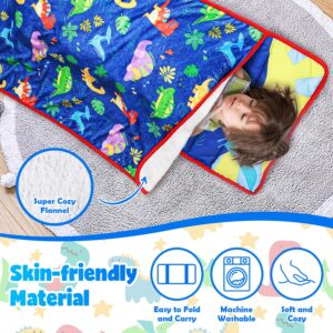 TANOSHII Kids Nap Mat Set 53”x21” – Includes Pillow and Fleece Blanket – Daycare and Preschool Must Haves for Toddlers – Dinosaur Pattern