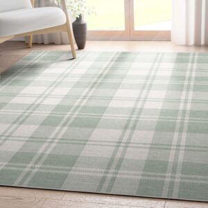 Well Woven Apollo Flatwoven Plaid Green 3'3" x 5' Area Rug