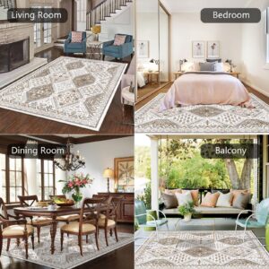 HEBE Washable Area Rug 5x7 Living Room Rug Large Rugs for Bedroom Soft Throw Rugs Non Slip Dining Room Mat Traditional Tiled Area Rugs Indoor Floor Carpet for Nursery Kids Room Entryway