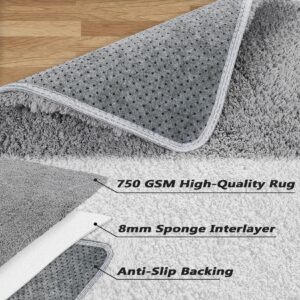 Memoryfield Ultra Soft Rug for Living Room 5x8 Solid Shaggy Area Rug Furry Rug for Kids Room Plush Bedroom Area Rug Shag Rug Nursery Fluffy Rug, 5' x 8' Grey