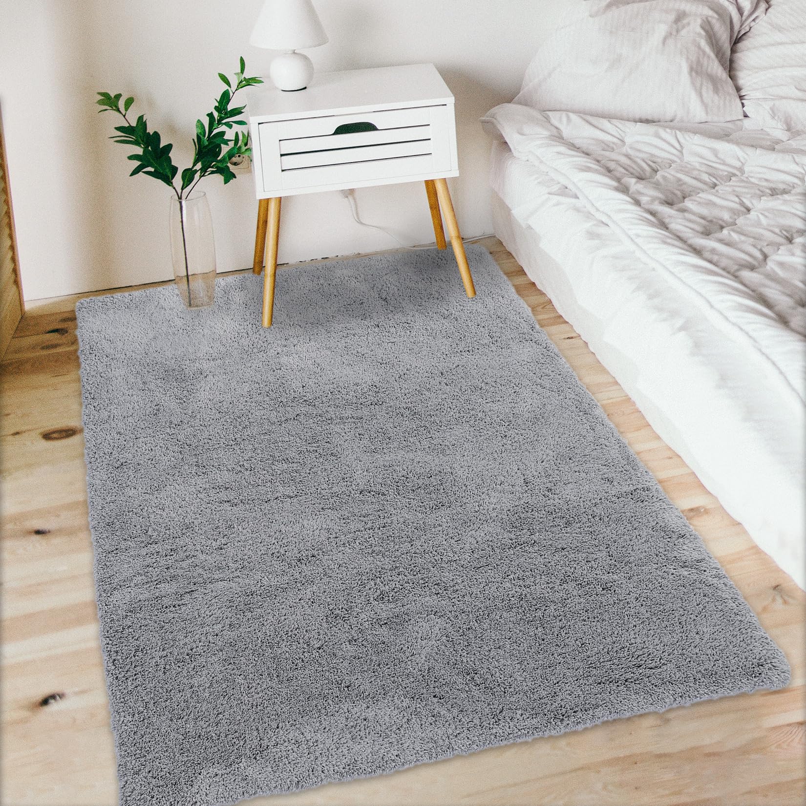 Memoryfield Ultra Soft Rug for Living Room 5x8 Solid Shaggy Area Rug Furry Rug for Kids Room Plush Bedroom Area Rug Shag Rug Nursery Fluffy Rug, 5' x 8' Grey