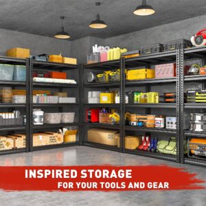 REIBII 72" H Garage Shelving Sturdy Garage Storage Shelves Heavy Duty Shelving 5-Tier Adjustable Garage Shelves Load 2500 Lbs Metal Shelves for Storage Garage Shelf 2 Pack, 72" H x36 W x18 D