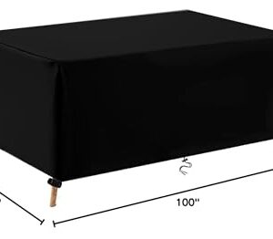 Patio Furniture Covers, Outdoor Table Covers Waterproof Rectangle, 600D Outdoor Furniture Covers, Wind Dust Proof Anti-UV Durable Patio Sectional Couch Cover 100"L x 48"W x 30"H / 250x120x75cm