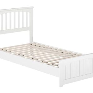 AFI, Becket Twin XL Solid Wood Low Profile Platform Bed with Matching Footboard, White