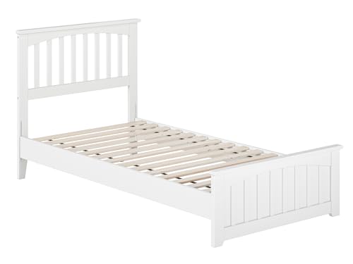 AFI, Becket Twin XL Solid Wood Low Profile Platform Bed with Matching Footboard, White