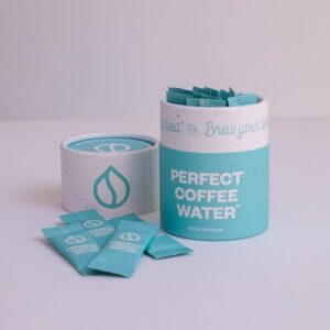 perfect coffee water - minerals for creating the best water to brew coffee, optimize your coffee brewing, brew better, not bitter, coffee. (20, 1 gallon/4 liter stick packets)