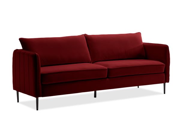 SZLIZCCC Velvet Accent Sofas 85" in,Modern Tufted Loveseat Sofas ArmCouch, Comfy Upholstered Armchair, Velvet Accent Sofas for Bedroom Living Room (85" Sofa Wine Red)