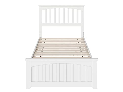 AFI, Becket Twin XL Solid Wood Low Profile Platform Bed with Matching Footboard, White