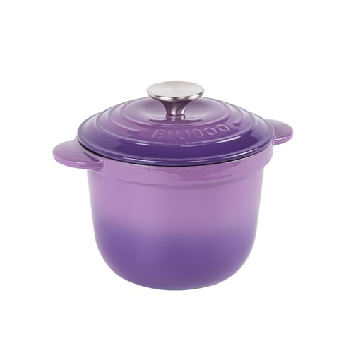 AILIBOO 2 Quart Dutch Oven Pot with Lid – Dual Handles,for No Knead Bread Baking, Sourdough Loaf, Non-Coated & Non-Toxic Ceramic Small Bread Oven Pan-purple