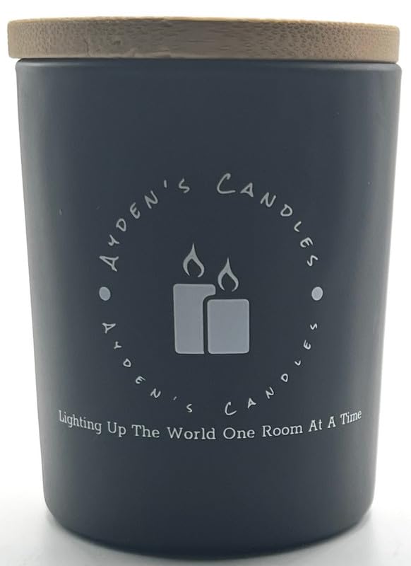 Aydens Candles Sweet Orange Scented Single Wick Candle #225 (Small 7 Oz Black Jar w/Logo, Burgundy)