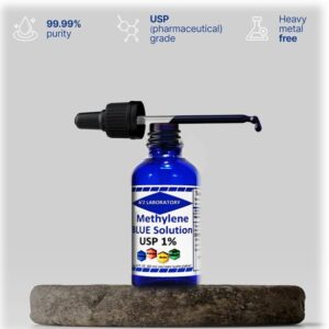 Methylene Blue 1% A2Z Laboratory | USP-Grade Methylthioninium Chloride Liquid | High Purity Dietary Supplement for Brain Function & Cognitive Health | No Formaldehyde (1) 50ml Glass Dropper Bottle