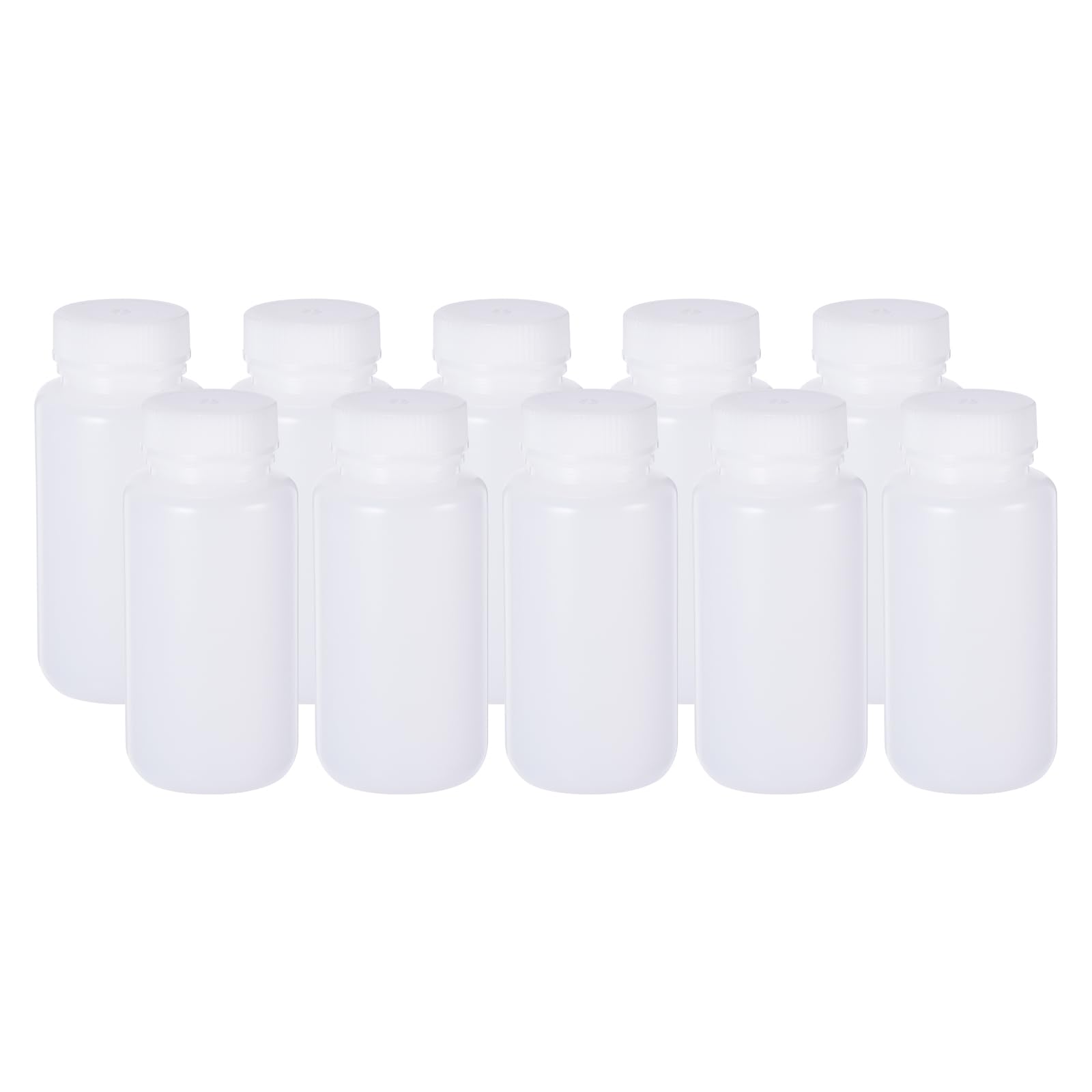 PATIKIL 25 Pcs 250ml Reagent Bottles, HDPE Wide Mouth Round Bottles with Screw Cap for Lab Water Reagent Liquids Solid Sample Storage Seal, Translucent White