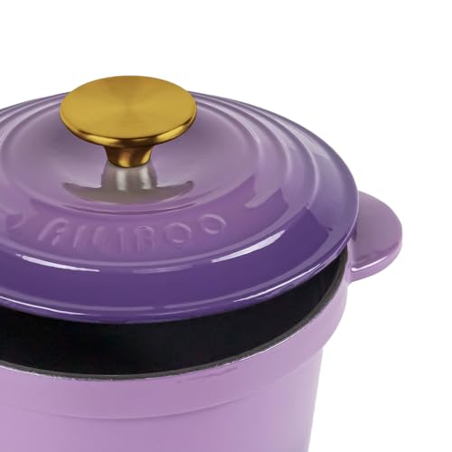 AILIBOO 2 Quart Dutch Oven Pot with Lid – Dual Handles,for No Knead Bread Baking, Sourdough Loaf, Non-Coated & Non-Toxic Ceramic Small Bread Oven Pan-purple