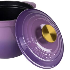 AILIBOO 2 Quart Dutch Oven Pot with Lid – Dual Handles,for No Knead Bread Baking, Sourdough Loaf, Non-Coated & Non-Toxic Ceramic Small Bread Oven Pan-purple