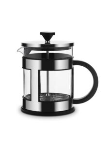 ousika coffee press glass teapot coffee tea percolator filter press plunger manual coffee espresso maker pot stainless steel pots (color : black 600ml)