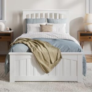 AFI, Becket Twin XL Solid Wood Low Profile Platform Bed with Matching Footboard, White