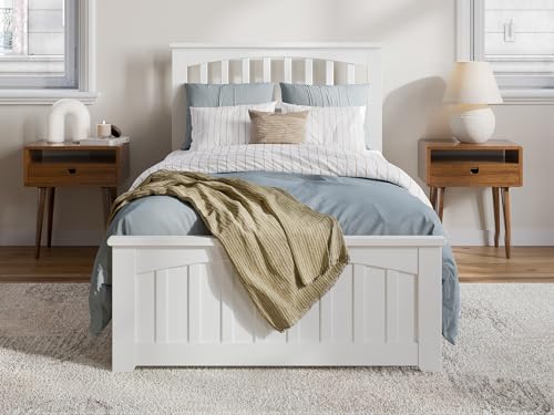 AFI, Becket Twin XL Solid Wood Low Profile Platform Bed with Matching Footboard, White