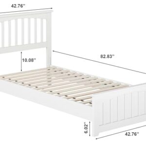 AFI, Becket Twin XL Solid Wood Low Profile Platform Bed with Matching Footboard, White