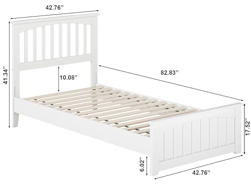 AFI, Becket Twin XL Solid Wood Low Profile Platform Bed with Matching Footboard, White