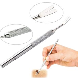 Yogini Stainless Steel Tick Removal Kit,Tick Tweezers, Tick Fork and Portable Storage Case,Tick Removal Tool for Humans and Pets (1 Set)