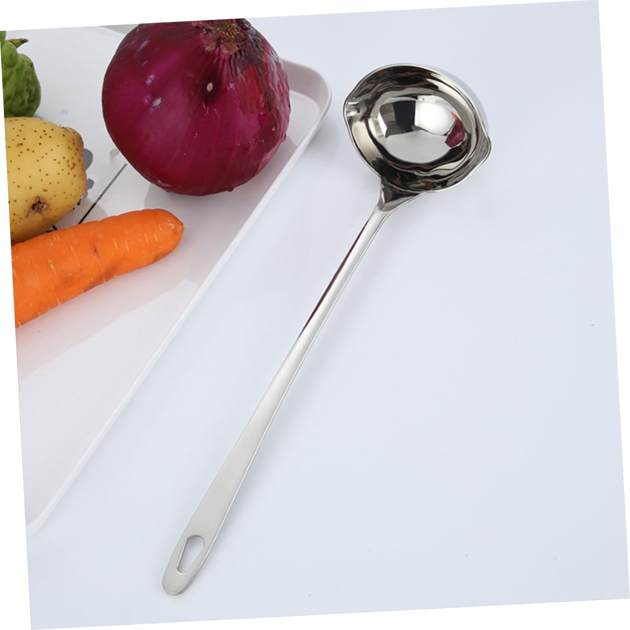 LABRIMP Stainless Steel Ladle with Pouring Spout Multi Purpose Soup Ladle for Canning and Serving Metal Soup Spoon for Kitchen Use for Soups and Sauces