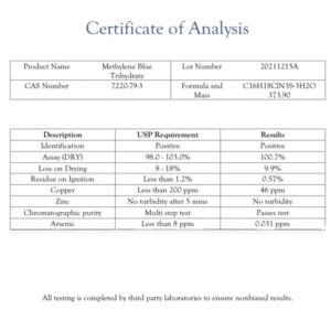 Methylene Blue 1% A2Z Laboratory | USP-Grade Methylthioninium Chloride Liquid | High Purity Dietary Supplement for Brain Function & Cognitive Health | No Formaldehyde (1) 50ml Glass Dropper Bottle