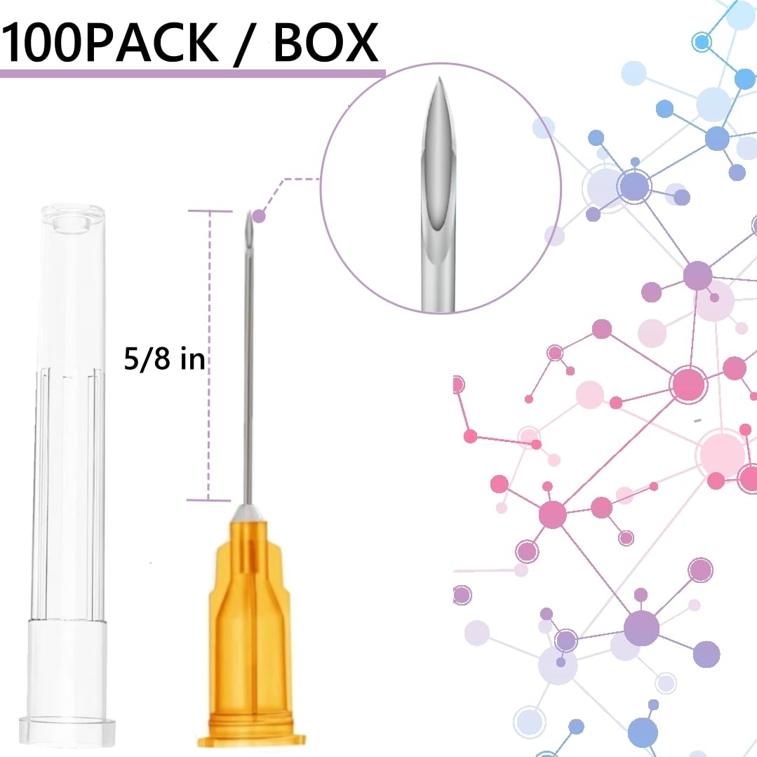 25 Gauge 5/8 Inch Lab Dispensing Accessories, Individually Sealed Packed(Pack of 100)