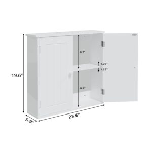 Hamesen Bathroom Wall Cabinet Over Toilet, Space Saver Storage Cabinet with 2 Door Adjustable Shelves, Small Medicine Cabinet for Bathroom Laundry Room Kitchen