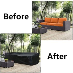 Ziewee Outdoor Patio Furniture Covers Waterproof 120" L x 40" W x 28" H Rectangular Outdoor Table and Chair Set Cover 600D Wind Dust Proof Anti-UV Durable Patio Sectional Couch Cover 300x100x71cm