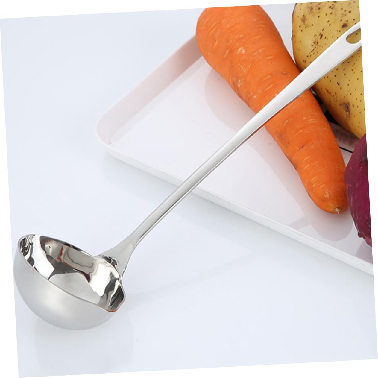 LABRIMP Stainless Steel Ladle with Pouring Spout Multi Purpose Soup Ladle for Canning and Serving Metal Soup Spoon for Kitchen Use for Soups and Sauces