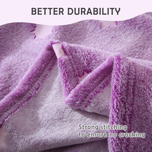 Niopos Glow in The Dark Purple Blanket for Girls 3 4 5 6 7 8 9 10 11 12 Year Old Birthday Gifts Star Moon Purple Throw Blanket for Girls Women 40x60 Inch