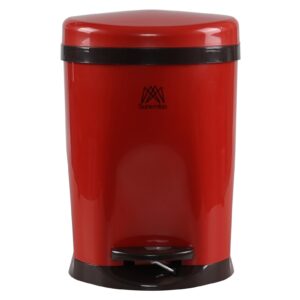 dynkona 2.1 gollon/ 8 liter small trash can with step pedal, plastic garbage can. red