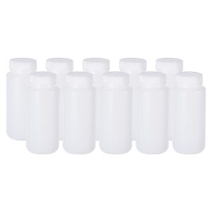 patikil 15 pcs 500ml reagent bottles, hdpe wide mouth round bottles with screw cap for lab water reagent liquids solid sample storage seal, translucent white