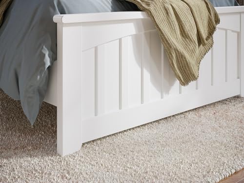 AFI, Becket Twin XL Solid Wood Low Profile Platform Bed with Matching Footboard, White