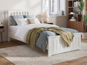 afi, becket twin xl solid wood low profile platform bed with matching footboard, white