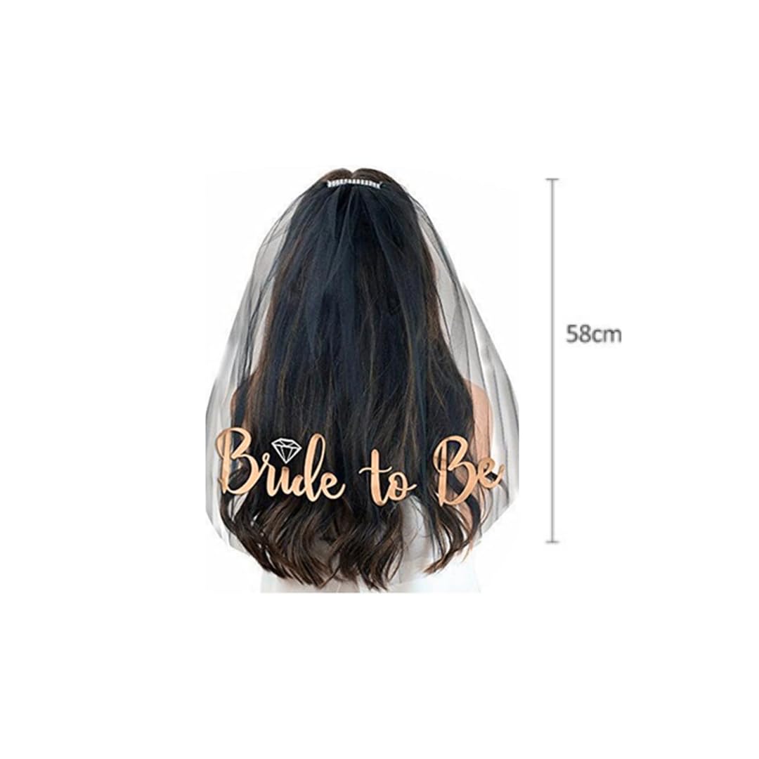 VMila Bachelorette Party Veil - Perfectly Designed for Bride to Be with Stylish Bride to Be Sash, Bridal Shower Tiara, Bridal Sash - Ideal Bride Sash for Bachelorette Party (Rose Gold White)