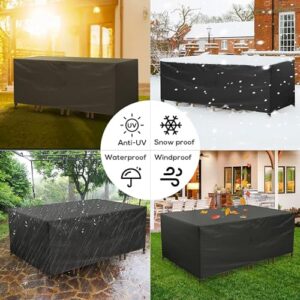 Patio Furniture Covers, Outdoor Table Covers Waterproof Rectangle, 600D Outdoor Furniture Covers, Wind Dust Proof Anti-UV Durable Patio Sectional Couch Cover 100"L x 48"W x 30"H / 250x120x75cm