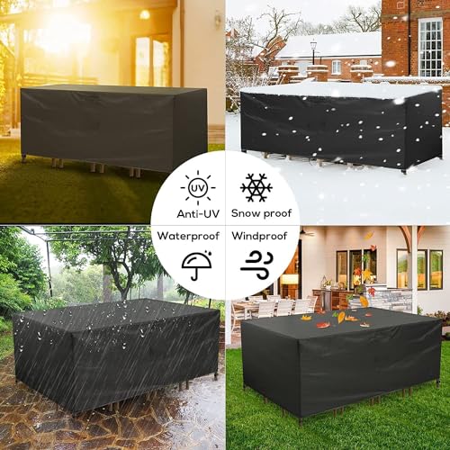 Patio Furniture Covers, Outdoor Table Covers Waterproof Rectangle, 600D Outdoor Furniture Covers, Wind Dust Proof Anti-UV Durable Patio Sectional Couch Cover 100"L x 48"W x 30"H / 250x120x75cm