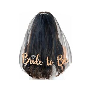 VMila Bachelorette Party Veil - Perfectly Designed for Bride to Be with Stylish Bride to Be Sash, Bridal Shower Tiara, Bridal Sash - Ideal Bride Sash for Bachelorette Party (Rose Gold White)