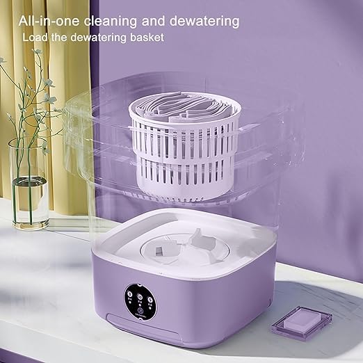 8L Portable Washing Machine For Small Loads, Foldable Mini Washing Machine For Underwear, Bra, Socks, Baby Clothes, towels, or Small Items, Camping, Travel and Home Use